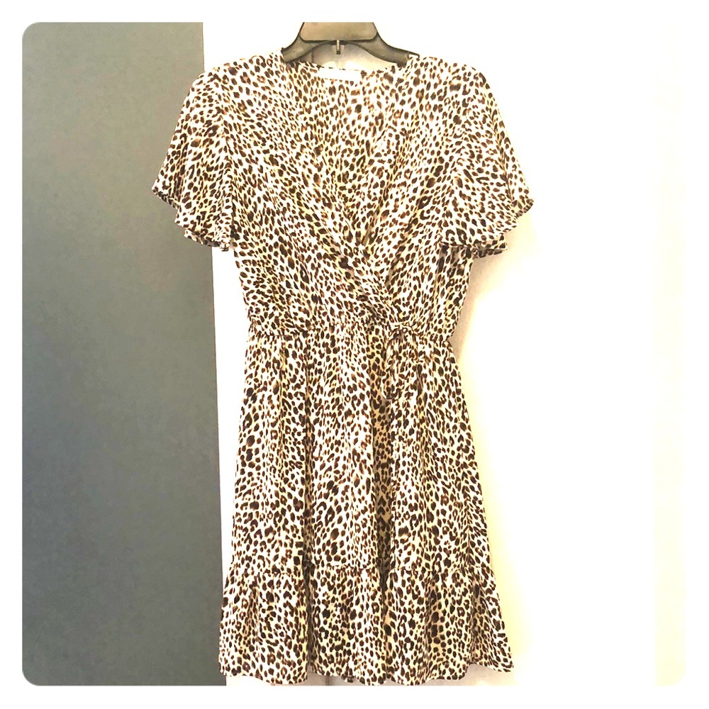 Brown and cream Animal print dress. Size small